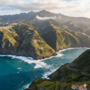 Madeira travel guide - dramatic mountains and ocean view.