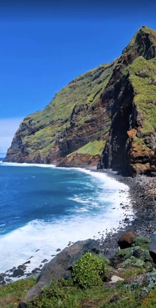 Breathtaking view of Achadas da Cruz coastal cliffs in Madeira - authentic travel moment.