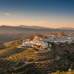 Andalusia Spain travel guide - aerial view of a white village.