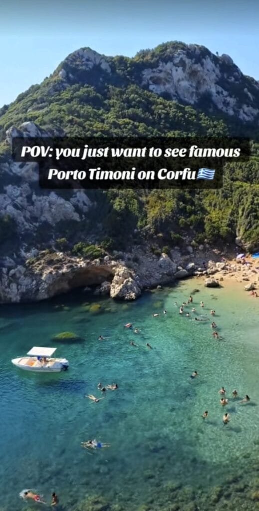 POV view of Porto Timoni beach in Corfu - authentic travel photography.
